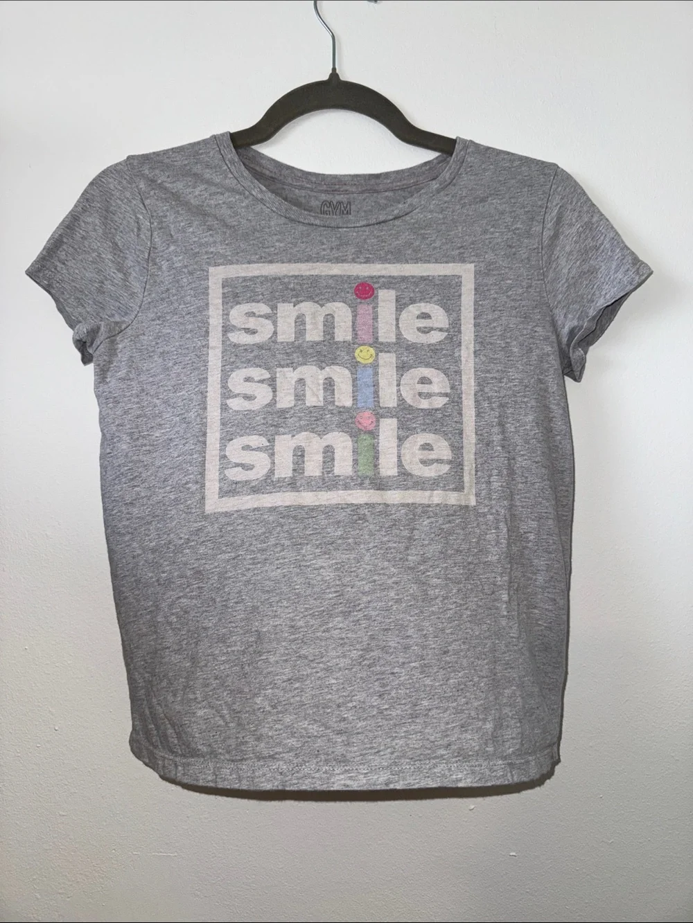 Gymboree Gray Smile Graphic Logo Tee, Size L